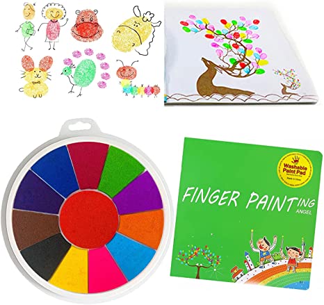 Funny Finger Painting Kit for Toddlers 1-3 Washable Paint Palm Hand Graffiti DIY Painting School Painting for Kids, 12 Colors